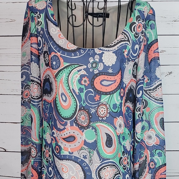 Peaches n Cream Long Sleeve Paisley Print Dress - Picture 3 of 7